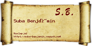 Suba Benjámin névjegykártya