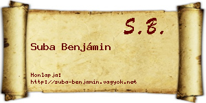 Suba Benjámin névjegykártya